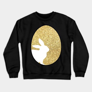 Easter Bunny Silhouette in Gold Faux Glitter Easter Egg Crewneck Sweatshirt